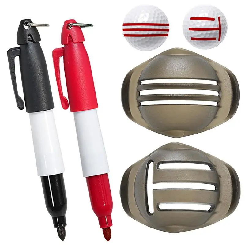 

Golf Ball Line Marker Drawing Tool and Marks Pens Set Template Alignment Putting Marking Liner Tools Golf Training Accessories