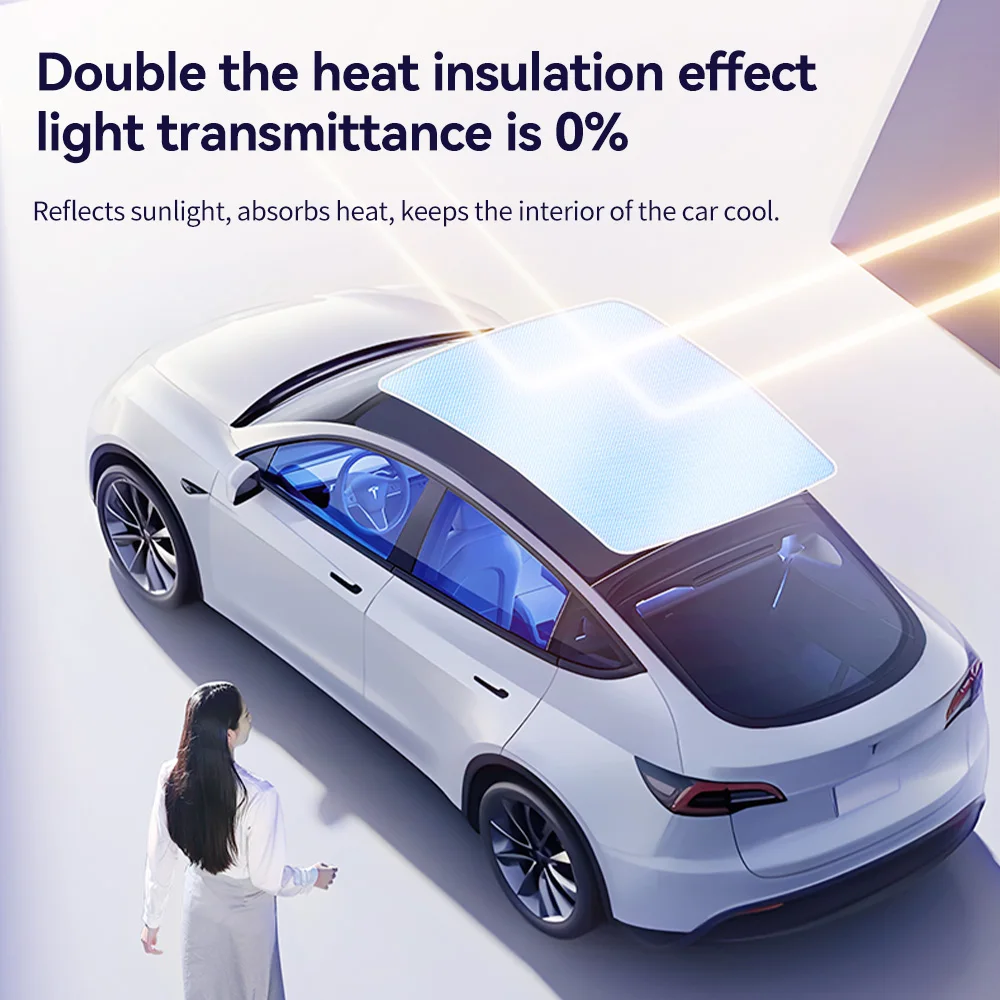 Фото YZ для Tesla 2025 Model Y Juniper Starship Blue Ice Солнцезащитные козырьки Сотовый магнитный солнцезащитный козырек Стеклянный экран Передний и задний люк на крыше №3