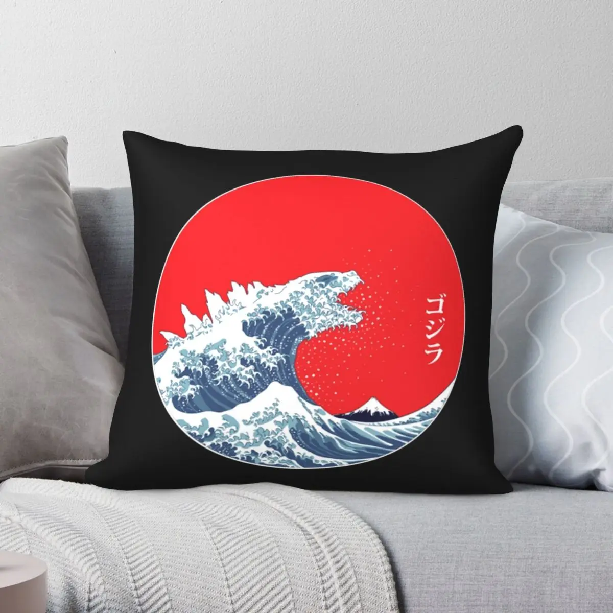 

Art 90s Hokusai Kaiju Pillowcase Polyester Linen Velvet Creative Zip Decor Throw Pillow Case Home Cushion Cover