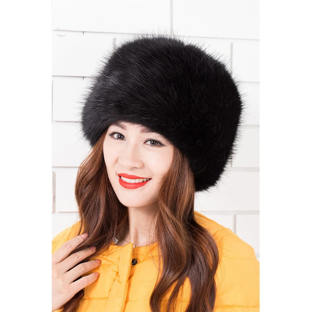 

2022 Winter Thick Furry Hat Fluffy Russian Faux Fur Women Girl Fur Headband Hat Winter Outdoor Earwarmer Ski Hats Hot