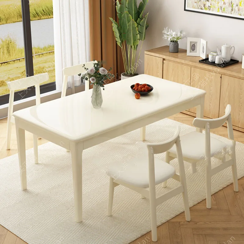 

Деревянный современный обеденный стол, Прямоугольный Роскошный минималистичный обеденный стол в скандинавском стиле для гостиной, кухонная мебель