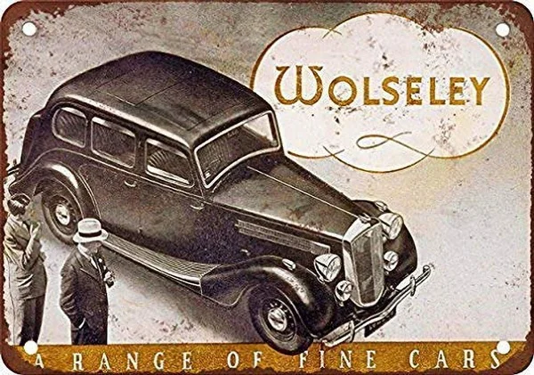 

Wolseley Ретро жестяной знак Ностальгический орнамент, металлический плакат, гараж, арт-деко, бар, кафе, магазин