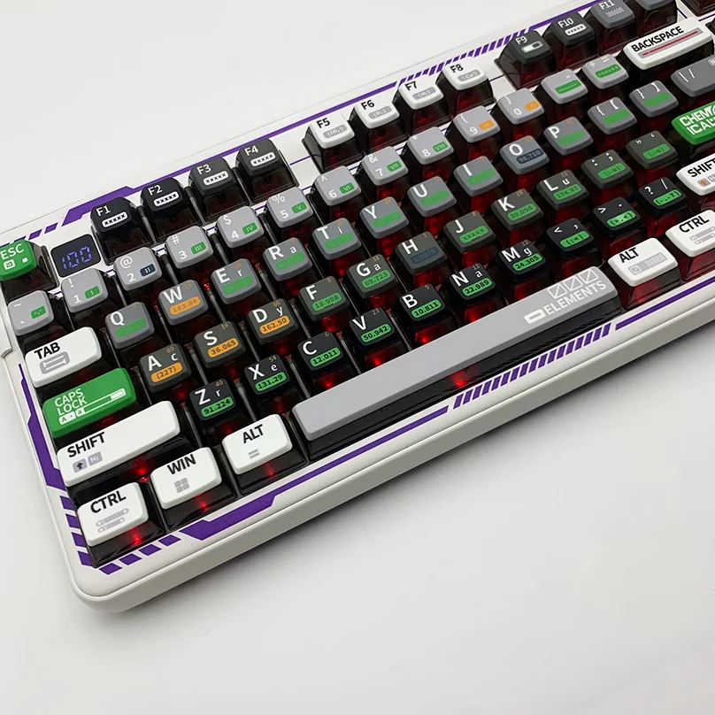 Набор колпачков для клавиш с химическими элементами полупрозрачная