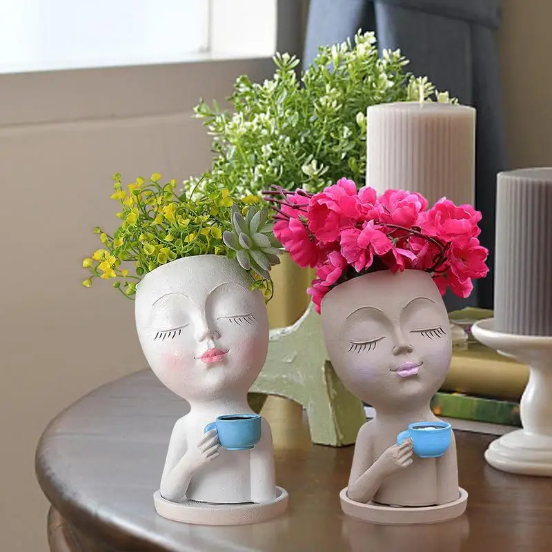 

Горшок для выращивания лица, контейнер для цветов, садовый декор, художественная статуя, скульптура в горшке, декоративные украшения, ваза для суккулентных растений