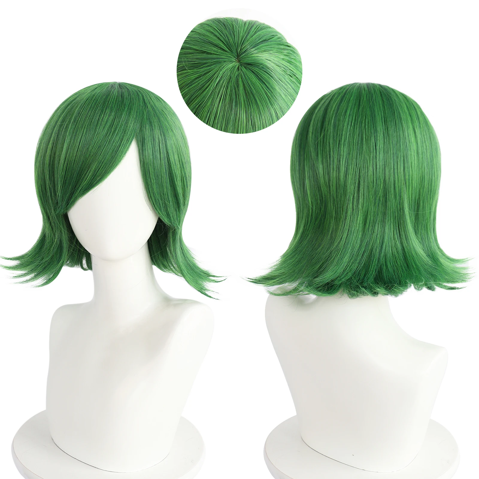 Синтетический короткий прямой зеленый Косплей волнистый парик для Хэллоуина