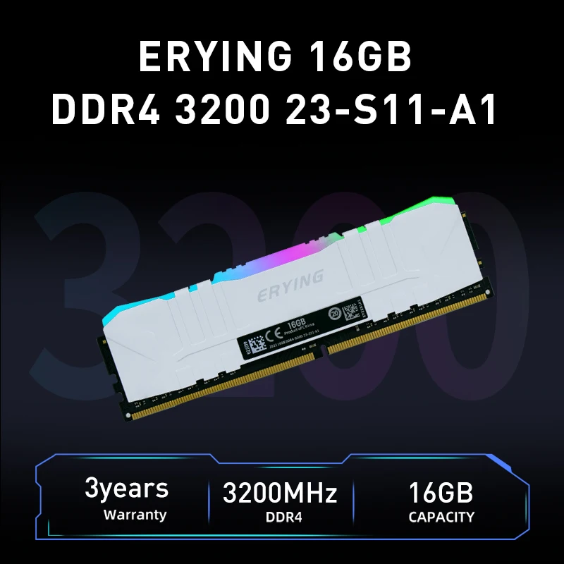 

ERYING DDR4 16GB Desktop RAM Memory 16 GB 3200Mhz XMP RGB U-DIMM Gaming Memory Customized For Kit i9 i7 Motherboard