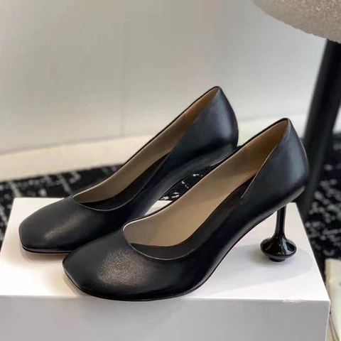 Aneikeh/весенне-осенние дизайнерские женские туфли-лодочки в лаконичном уличном стиле с круглым носком, пикантные туфли-стриптизеры на тонком высоком каблуке, Zapatos De Mujer