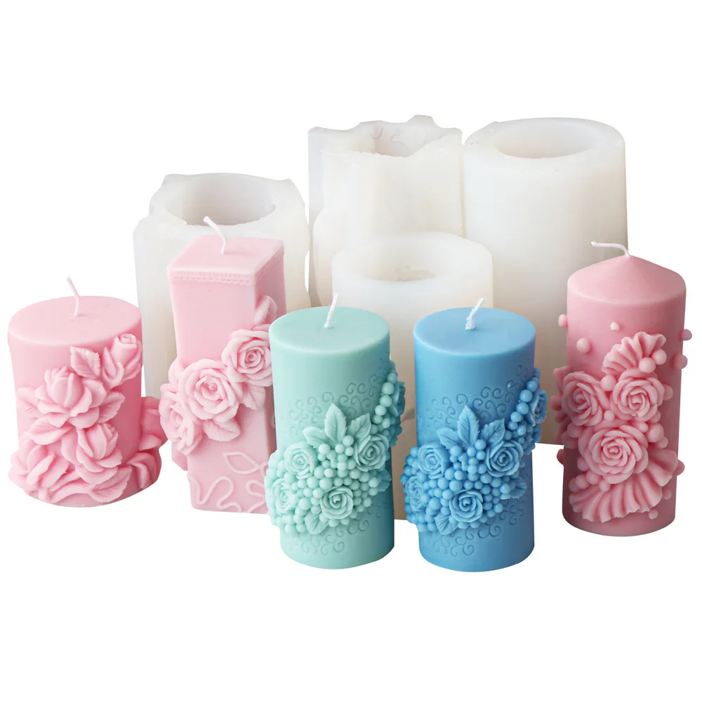 Цветок виноградной лозы цилиндрическая силиконовая форма для свечей роза