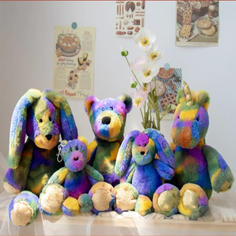 

Детская разноцветная Кукла-медведь, разноцветный Радужный кролик, единорог, детская Подростковая свинка, кукла, подарок, шки