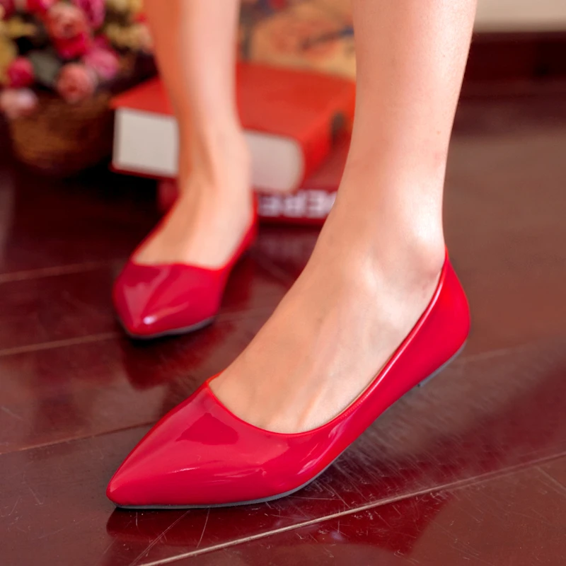 HarTuPeeTu Women Flats Comfort Patent Leather Princess Shoes 2022 Spring Autumn 6 Colours Pointed Toe Casual Footwear Size 34-43