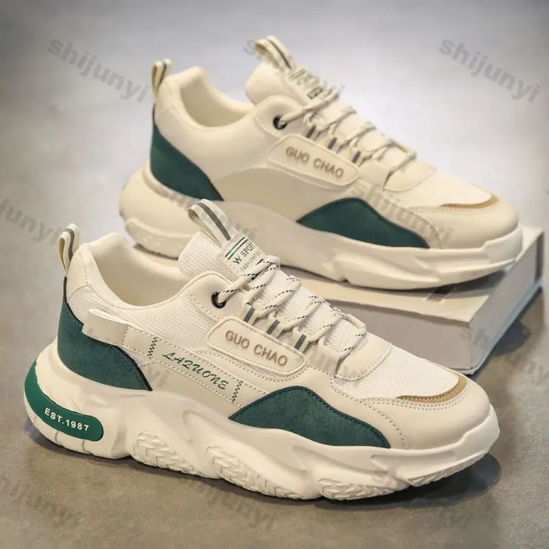 Мужские спортивные повседневные кроссовки на толстой подошве. Удобная