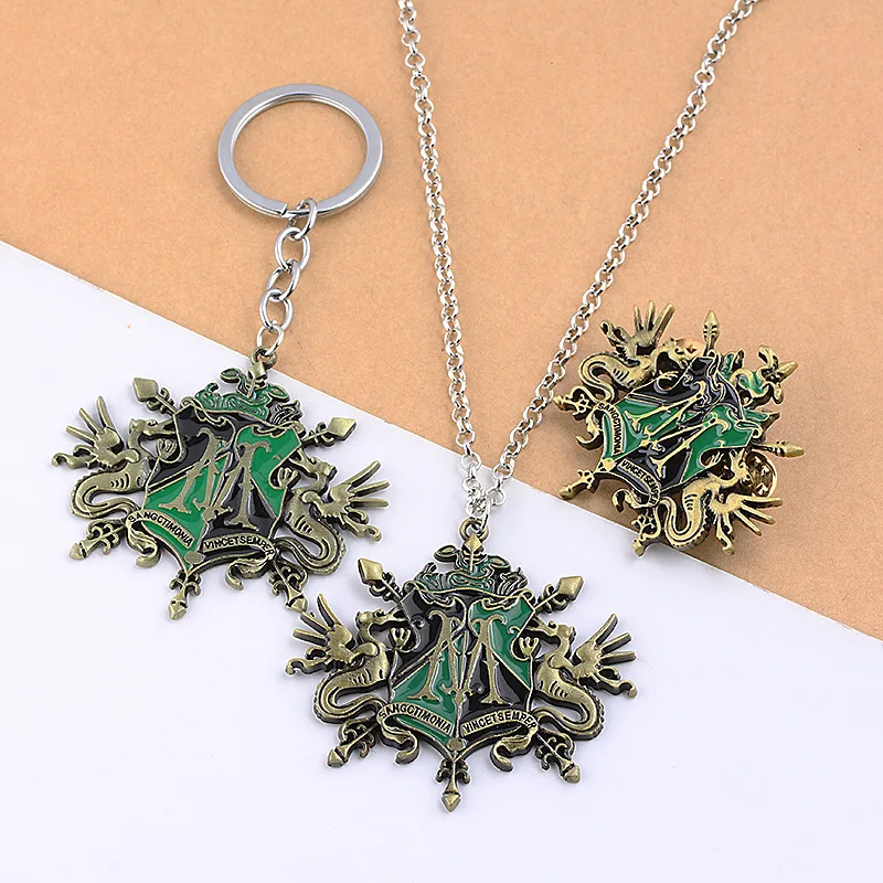 

Movie Necklace Harry Malfoy Family Badge Crest Logo Necklace Keychain Brooch Men Women Gift Accessories