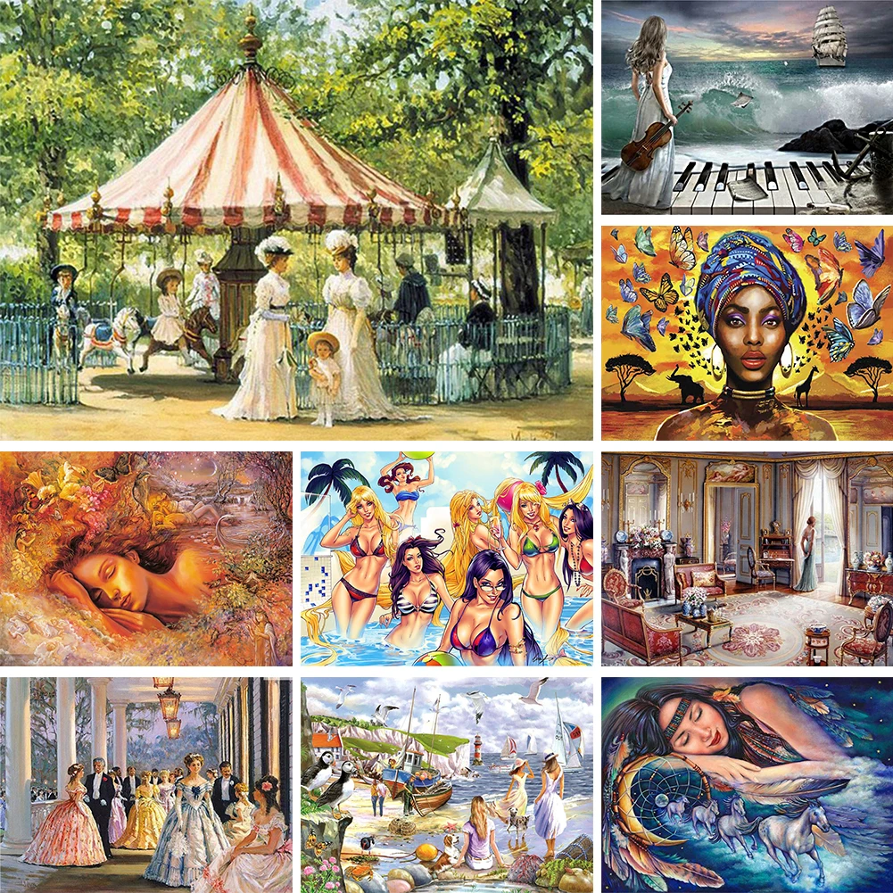 

5D Алмазная мозаика «сделай сам», полная круглая дрель, серия для женщин, Алмазный рисунок, украшение для дома, ручная работа, подарок для укр...