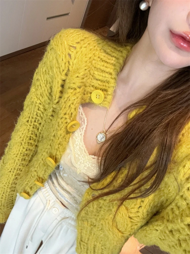 Свитер в стиле ретро Idle Sle Twist верхняя одежда женский зимний вязаный кардиган High