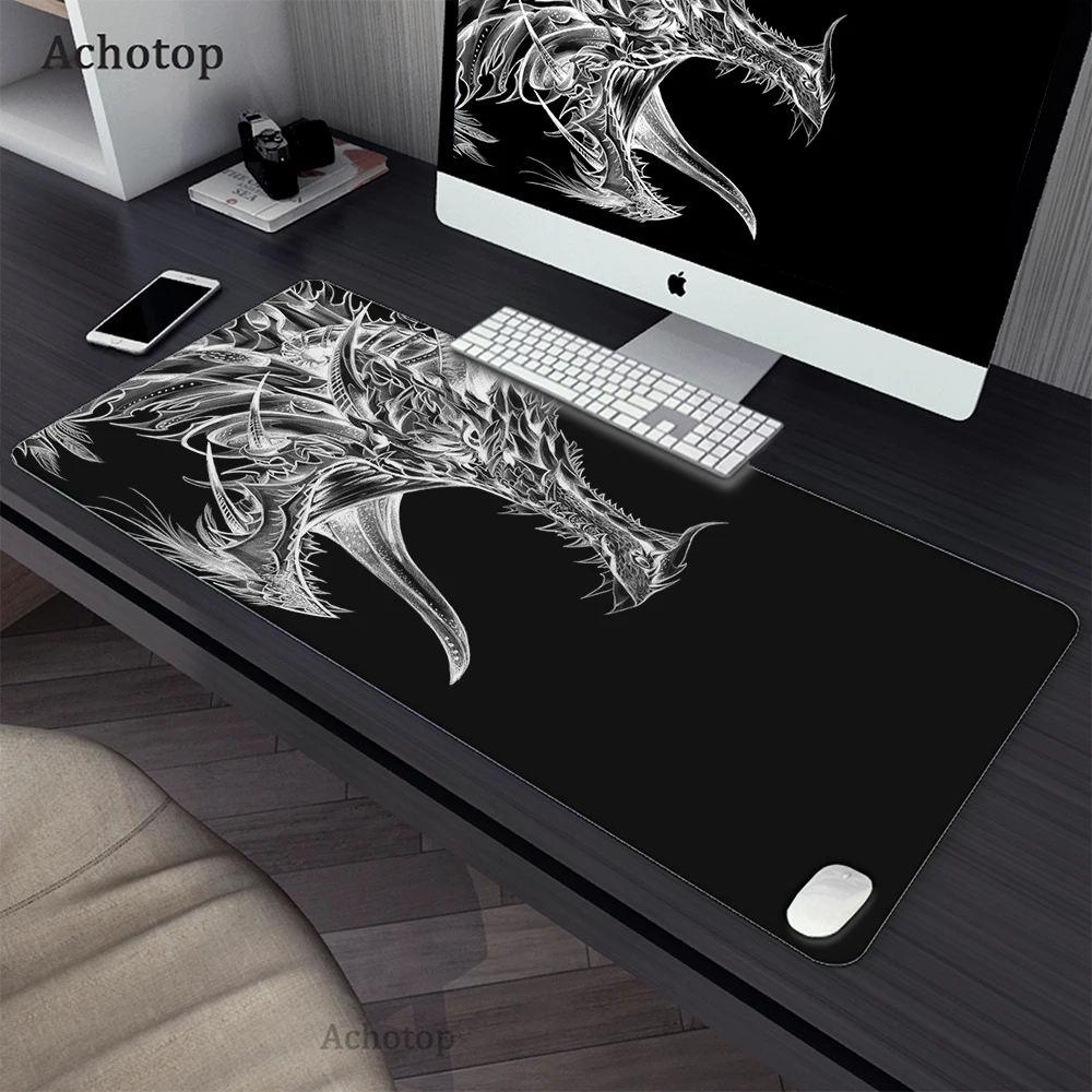 

Большой коврик для мыши, черный коврик для мыши из поликарбоната, коврик для клавиатуры с HD-принтом дракона, игровые коврики для мыши XXL 900x40 0,...