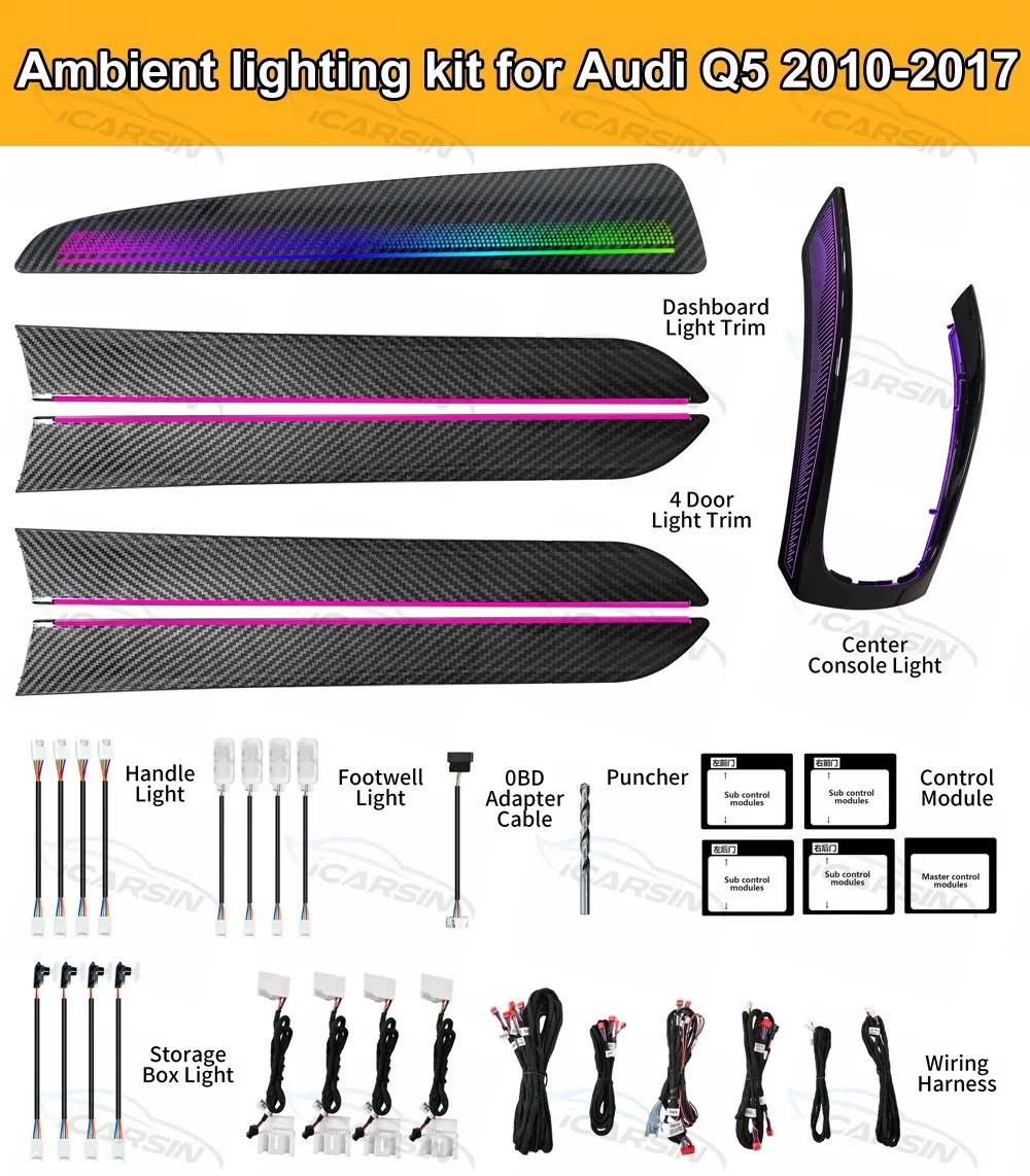 Светодиодные накладные фонари iCarsin для Audi Q5 2010-2017 окружающее освещение