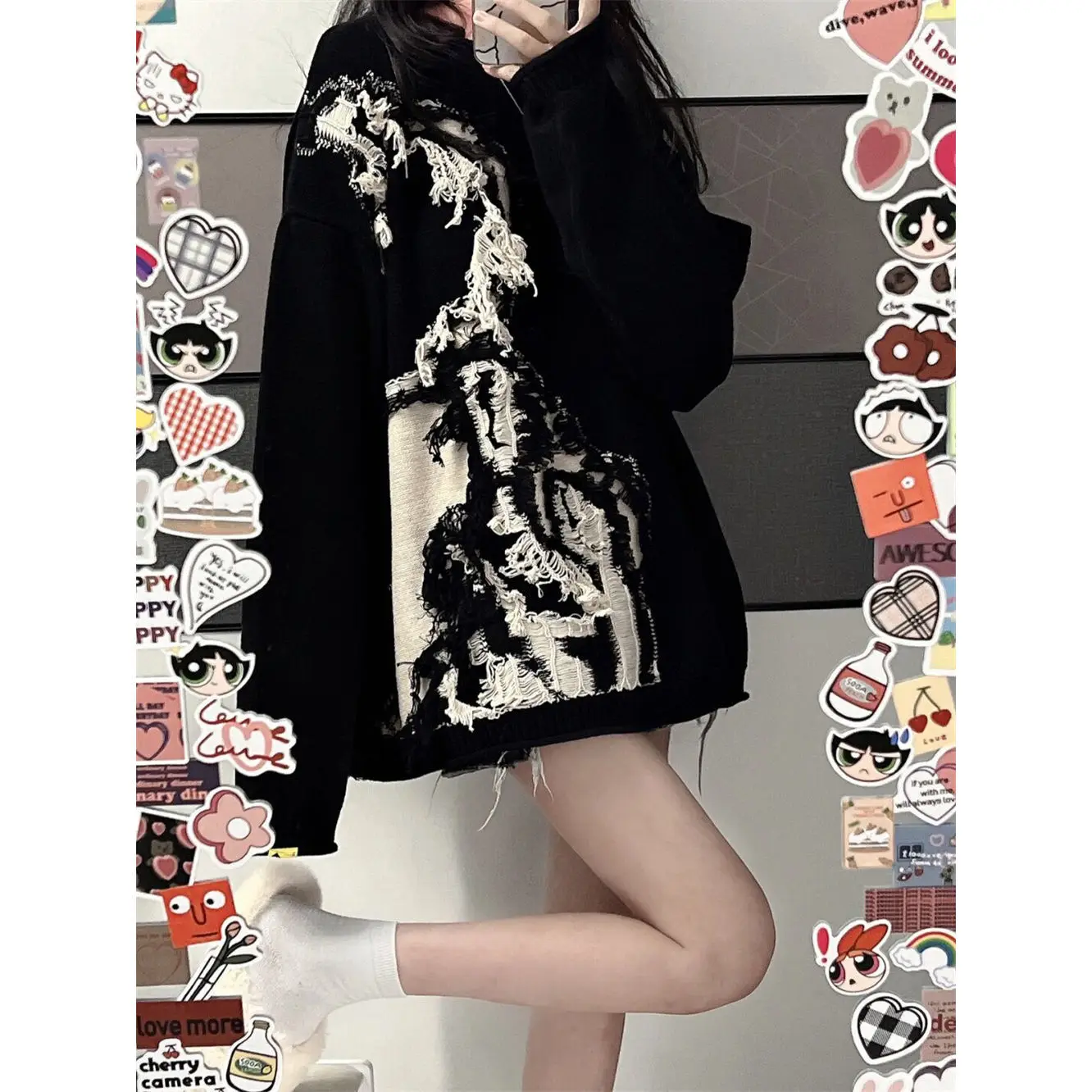 

Женский трикотажный свитер свободного покроя, в европейском и американском стиле