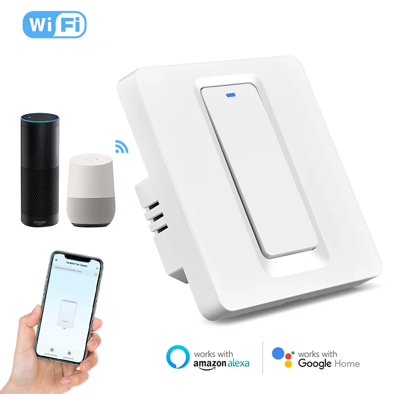 

Lonsonho Tuya Smart WiFi Switch No Neutral EU 220V Smartlife Light Press Button Switches Alexa Google Home