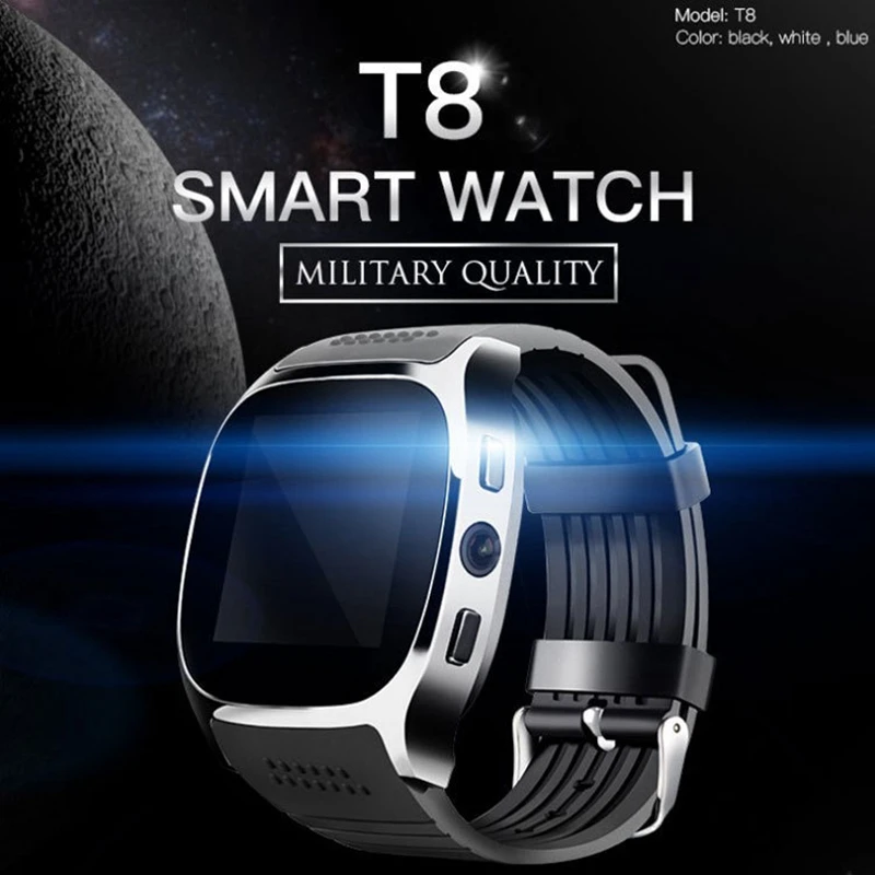 T8 bluetooth smart card phone watch sports pedometer wearable android fully compatible with mp3 music |