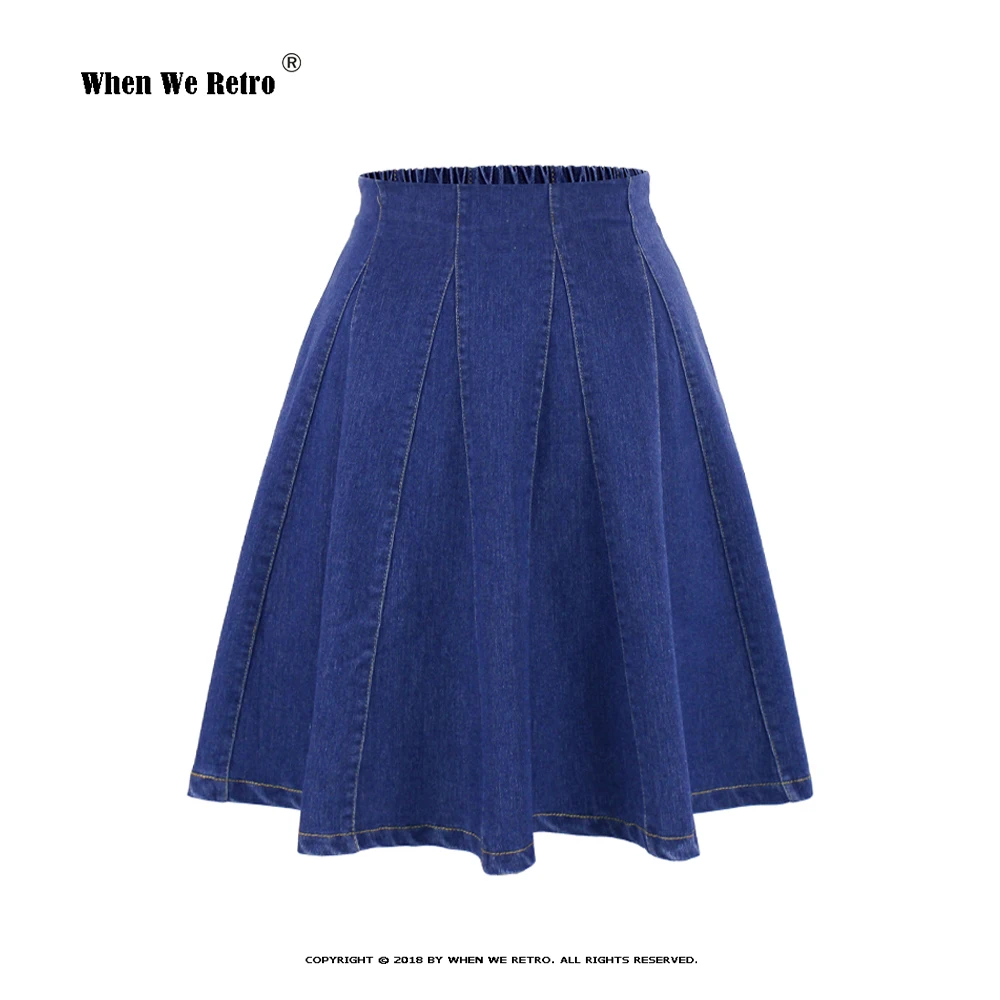 Женская джинсовая мини-юбка с высокой талией и эластичным поясом - купить по