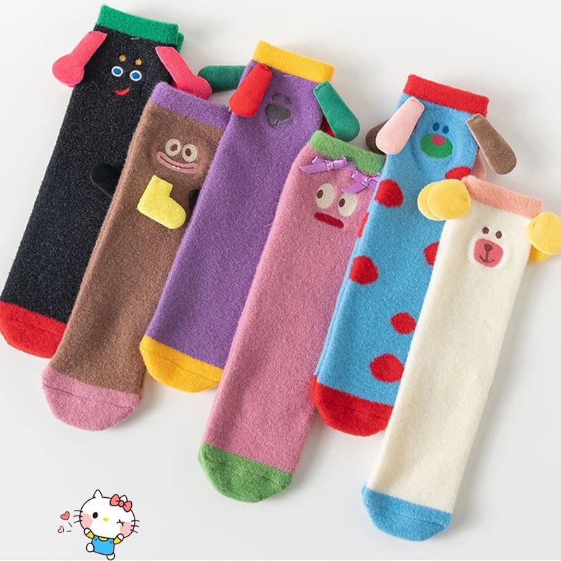 

Cartoon Funny Plush Socks Winter Thickening Coral Velvet Socks Cute Giris Middle Cylinder Warm Home Floor Stockings Xmas Gift