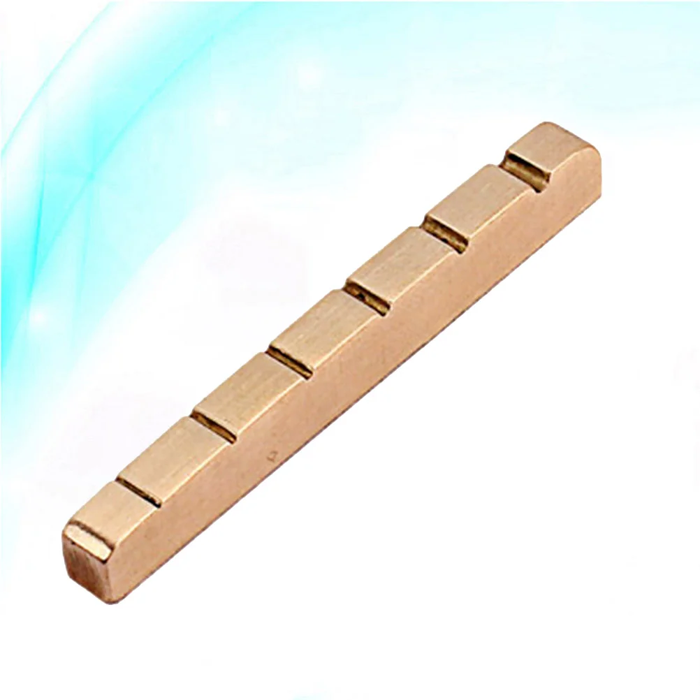 

6 String Guitar Bridge Saddle Brass Pre- Slotted Brass String Nut Replacement for Guitar ( 43mm )