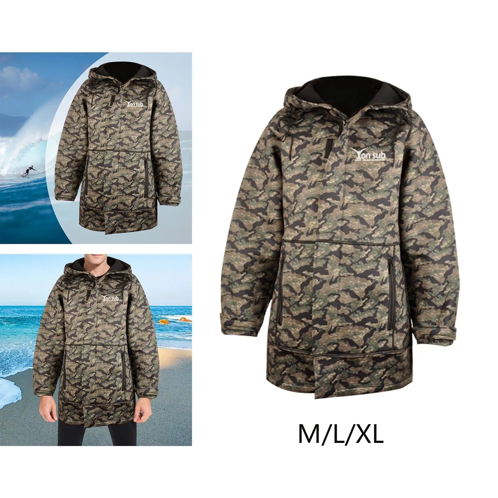 Водонепроницаемая парка теплая куртка гидрокостюм с капюшоном для плавания