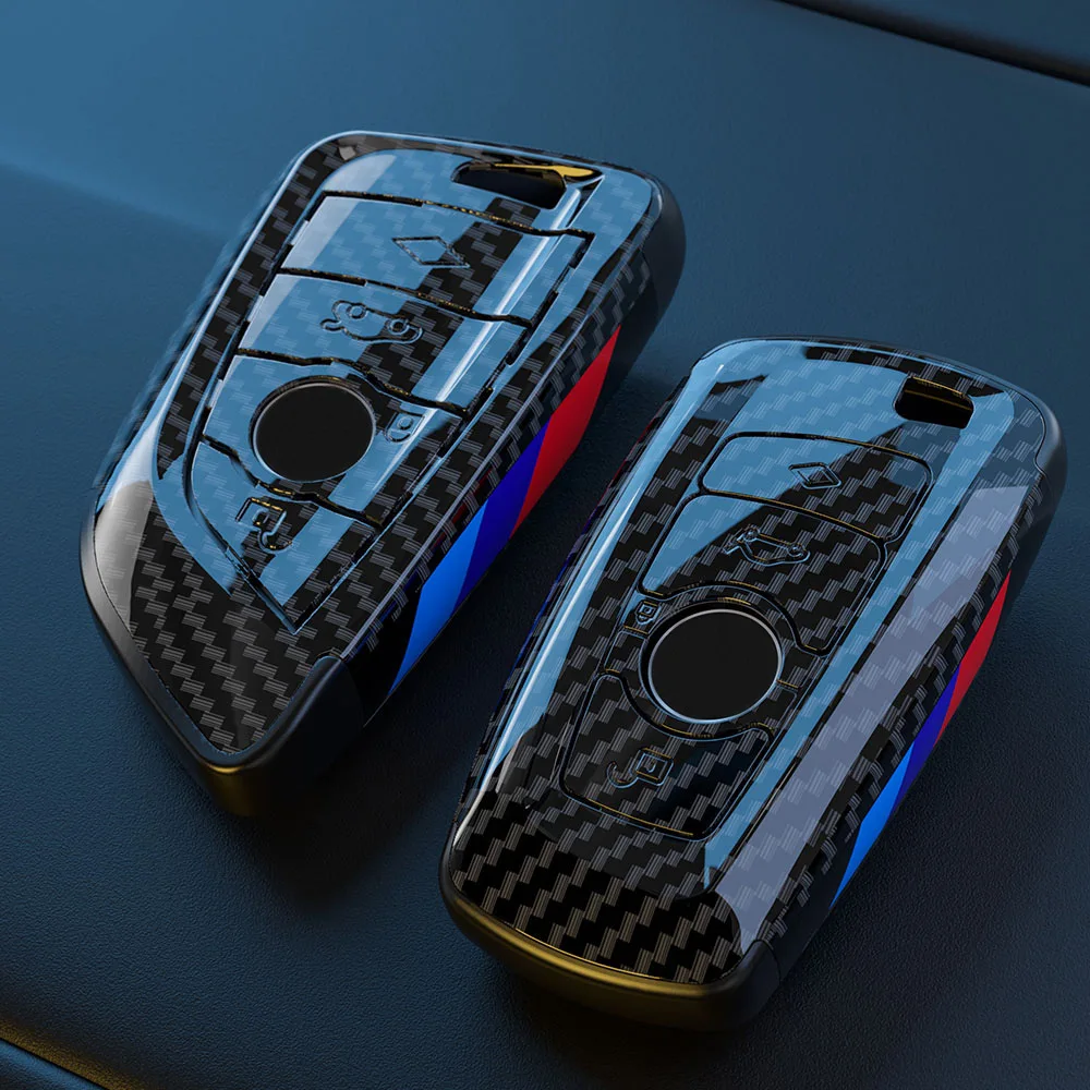 

Key case for car Suitable for BMW 3 series 5 series 7 series carbon fiber key case x1/x2/x3/x5 blade for BMW key case buckle