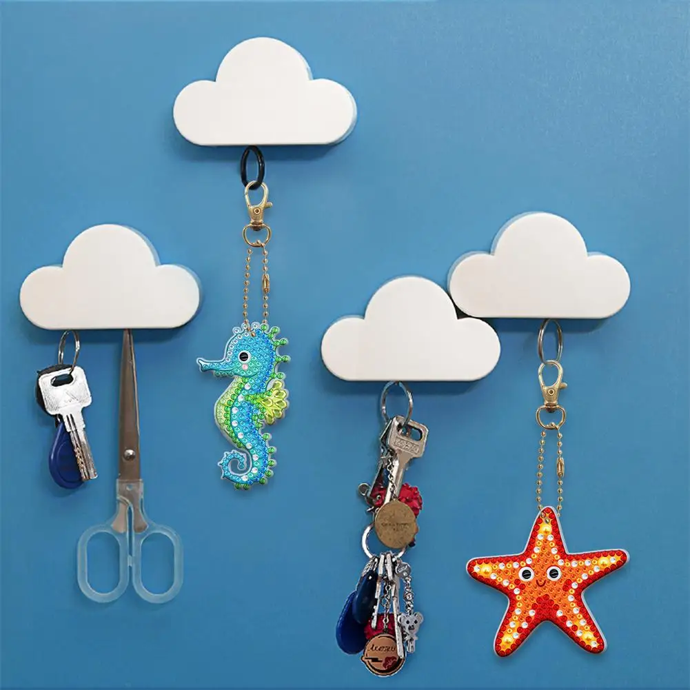 

5pcs Key Chains Diy Marine Animal Diamond Painting Double-sided Cartoon Decoration Pendant Children Gift