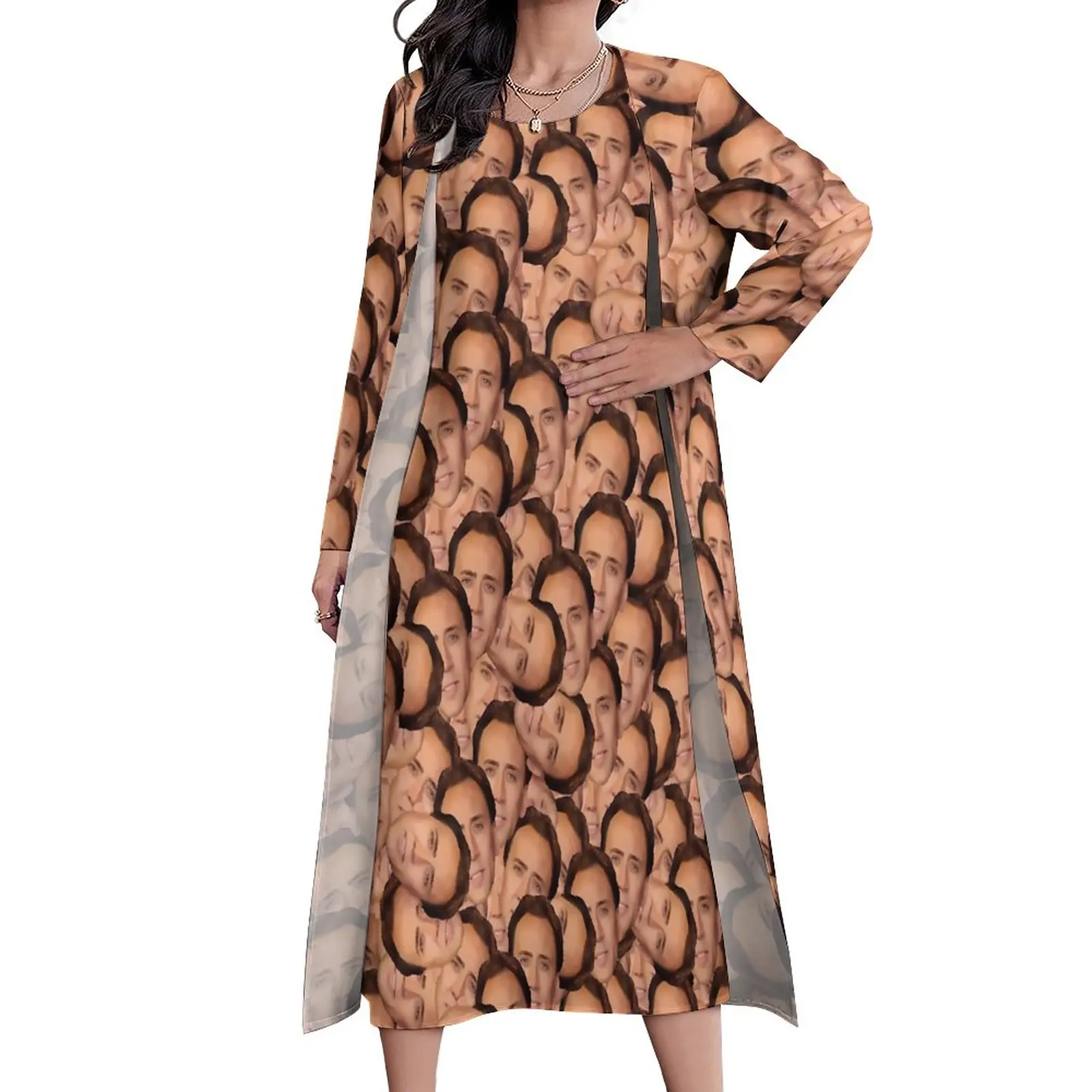 

Nicolas Cage Dress Two-Piece Movie Actor Street Wear Bohemia Long Dresses Women Vintage Maxi Dress Birthday Gift
