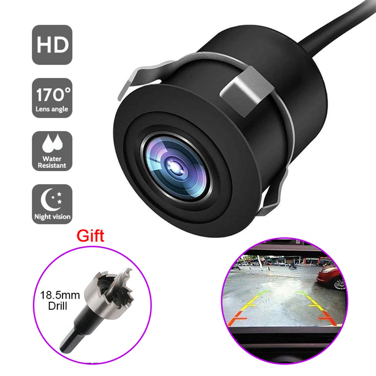 

Reverse Backup Camera Rear View Camera Easy Installation With 170 Degree Wide Angle Night Vision Screen Display Waterproof Car