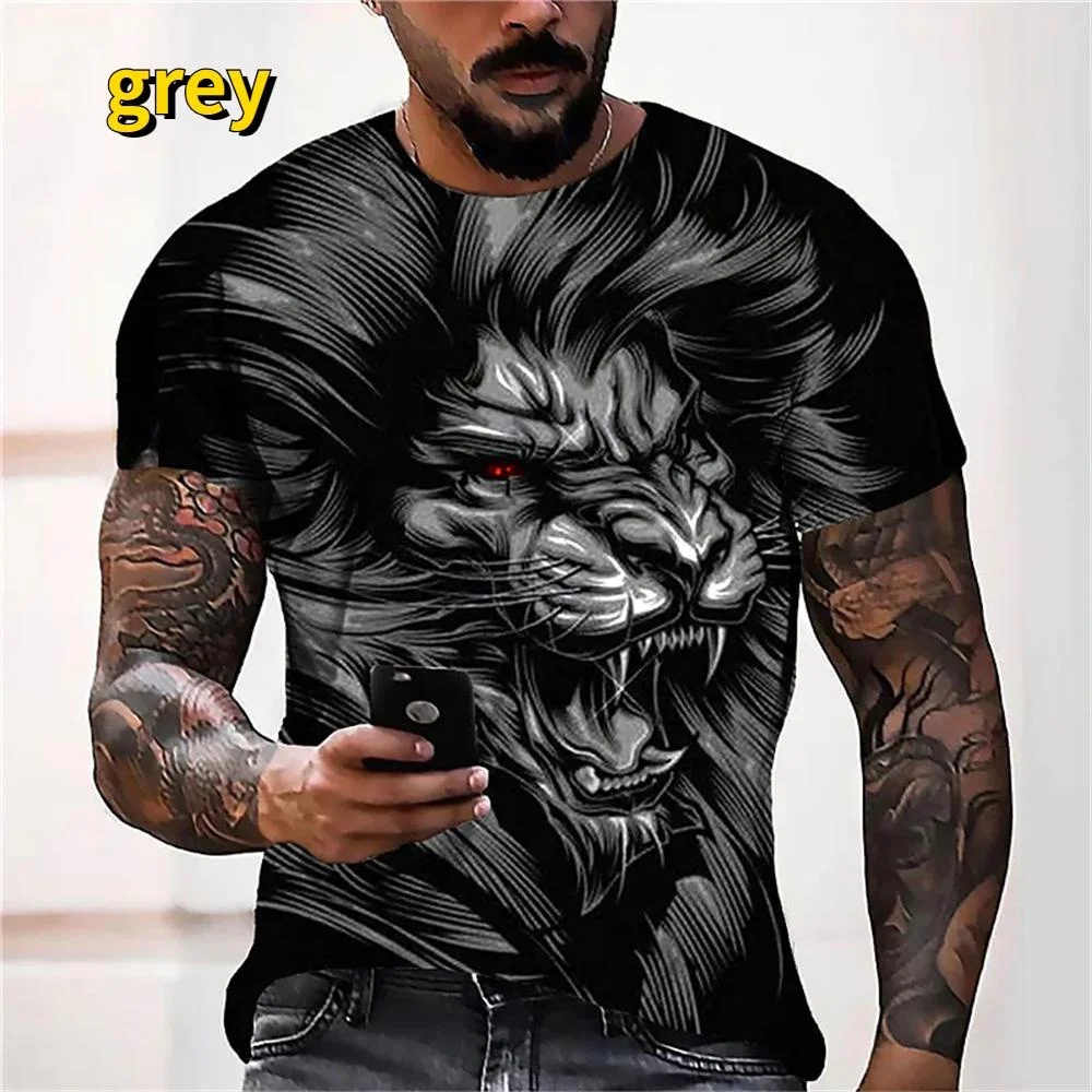 

Summer Men T-shirt Animal Lion 3d Print Short Sleeve Fashion Top Sport Fitness T Shirt For Men