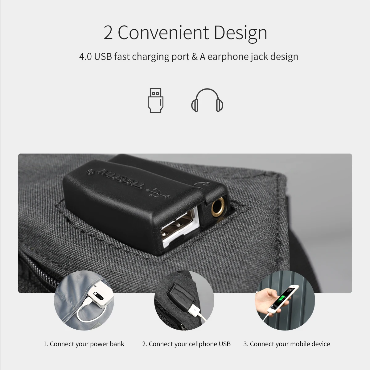 Фото Tigernu Водонепроницаемый рюкзак для ноутбука 15,6 дюйма с USB-портом и защитой от кражи №4