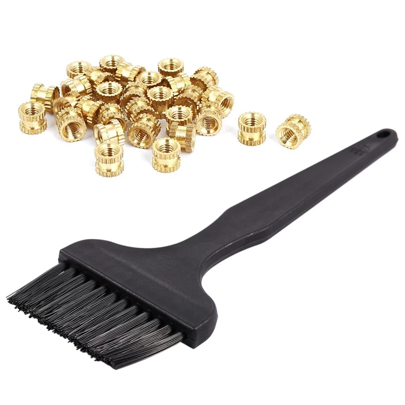 

Anti Static ESD Cleaning Brush With 20Pcs M2x3mmx3.2Mm Female Threaded Brass Knurled Insert Embedded Nuts