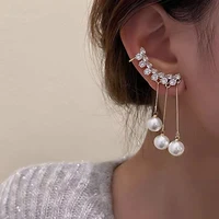 fashion trend s925 silver needle unique design elegant delicate zircon pearl tassel earrings ladies jewelry party gift wholesale