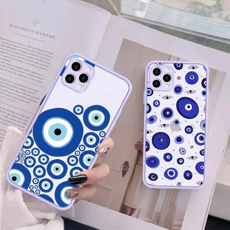 

Turkey Evil Eye Phone Case for iPhone X XR XS 7 8 Plus 11 12 13 pro MAX 13mini Translucent Matte Case