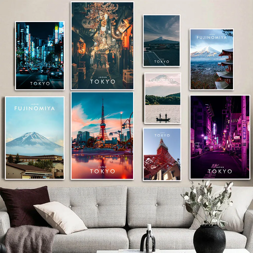 

Japanese Tokyo City Landscape Poster Canvas Painting And Wall Art Print Modern Home Decoration Picture For Living Room Frameless