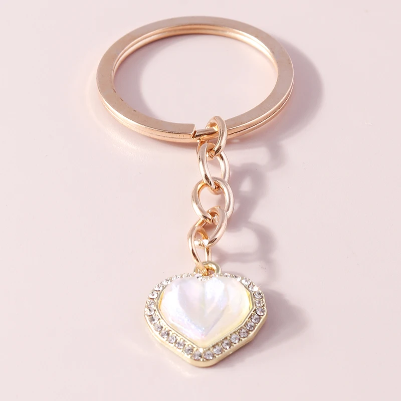 

Fashion Crystal Love Heart Charms Keychains Festival Gifts for Women Men Car Key Handbag Pendants Keyrings DIY Accessories