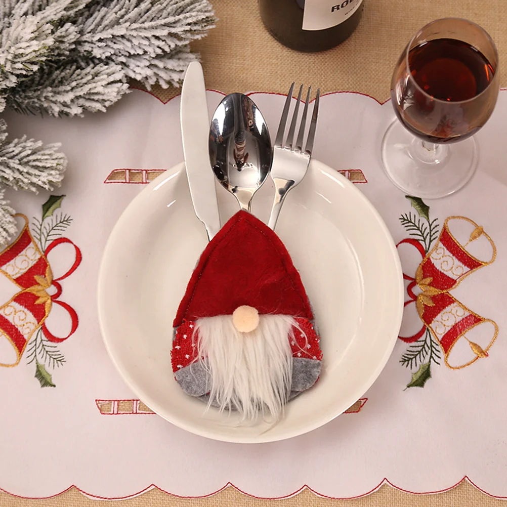 

Christmas Holders Cutlery Tableware Table Decorations Silverware Miniholder Pockets Santa Decoration Stockings Hat Hatscover