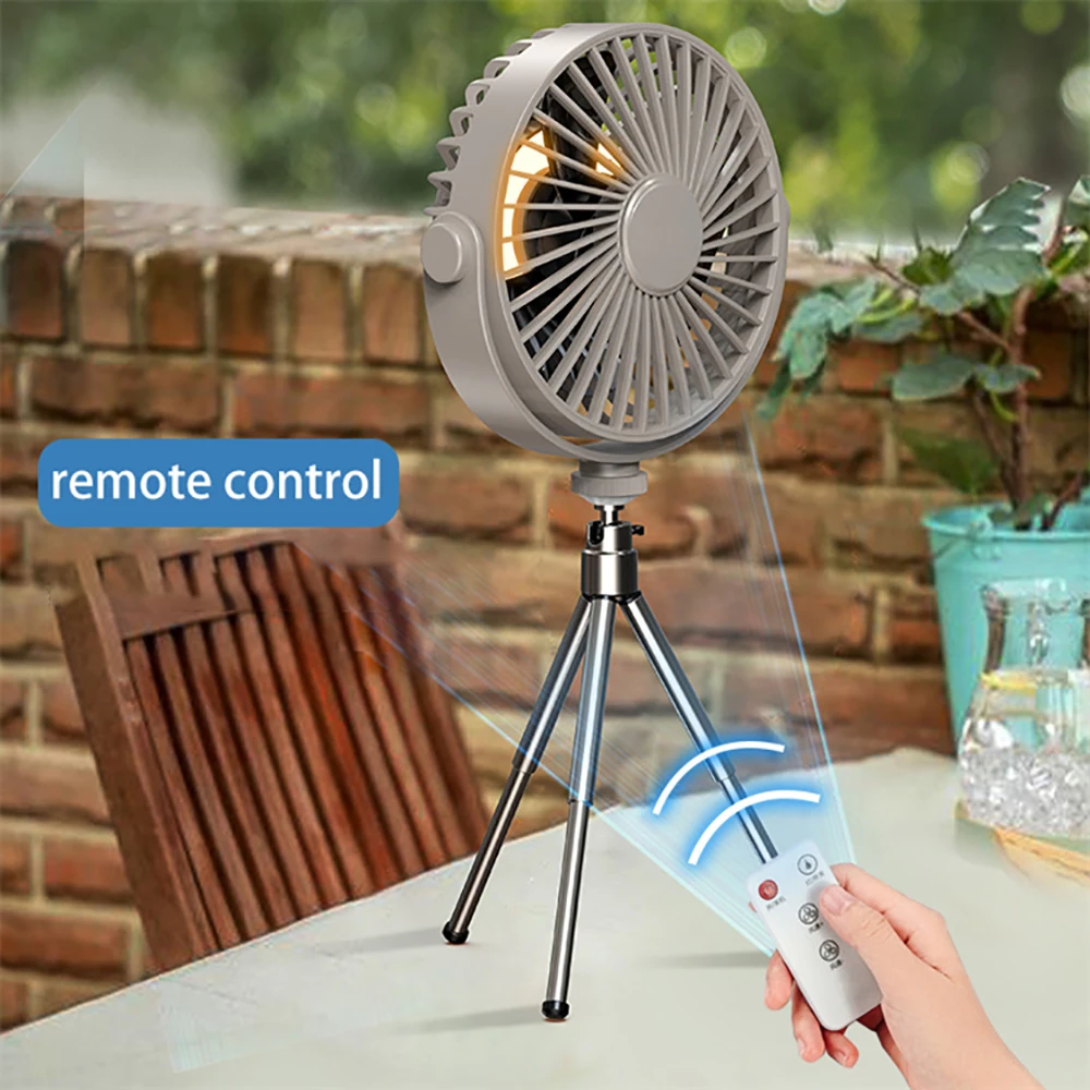 Remote Control Floor Table Air Cooler Mini Portable Wireless Ceiling Fan 360° Rotation 3-speed Wind For Camping Home Night Light