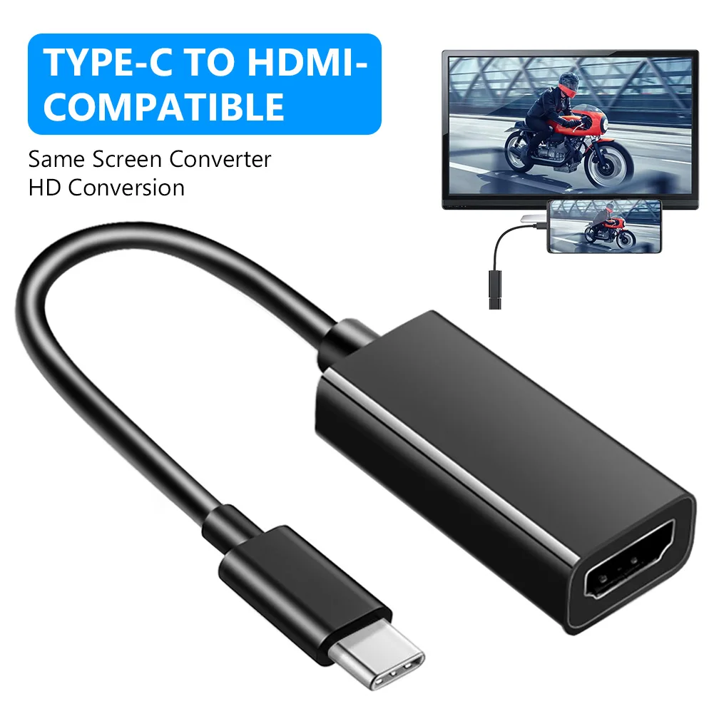 

USB Type C Adapter USB 3.1 (USB-C) To HDMI-compatible Adapter Male To Female Converter For PC Computer TV Display Phone Black