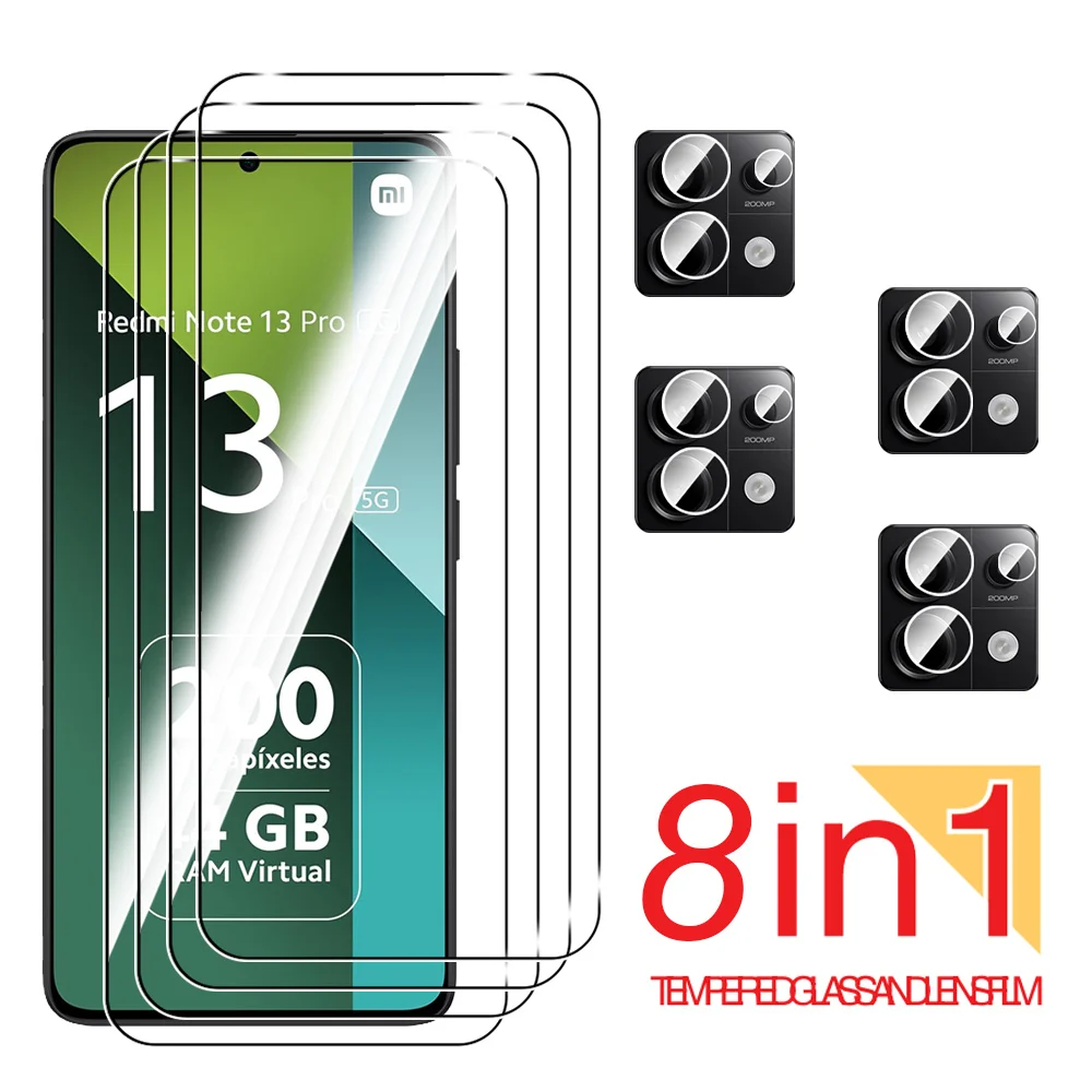 8IN1 Tempered Glass For Redmi Note 13 Pro 5G Camera Xiaomi Note13Pro Note13 13Pro 4G Lens Film Screen Protector