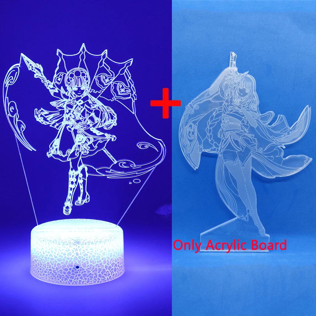 

Game Genshin Impact 3D Led Night Light Raiden Shogun Yunjin Anime 16 Colors Lamp For Room Illusion Desk Decor Kids Birthday Gift