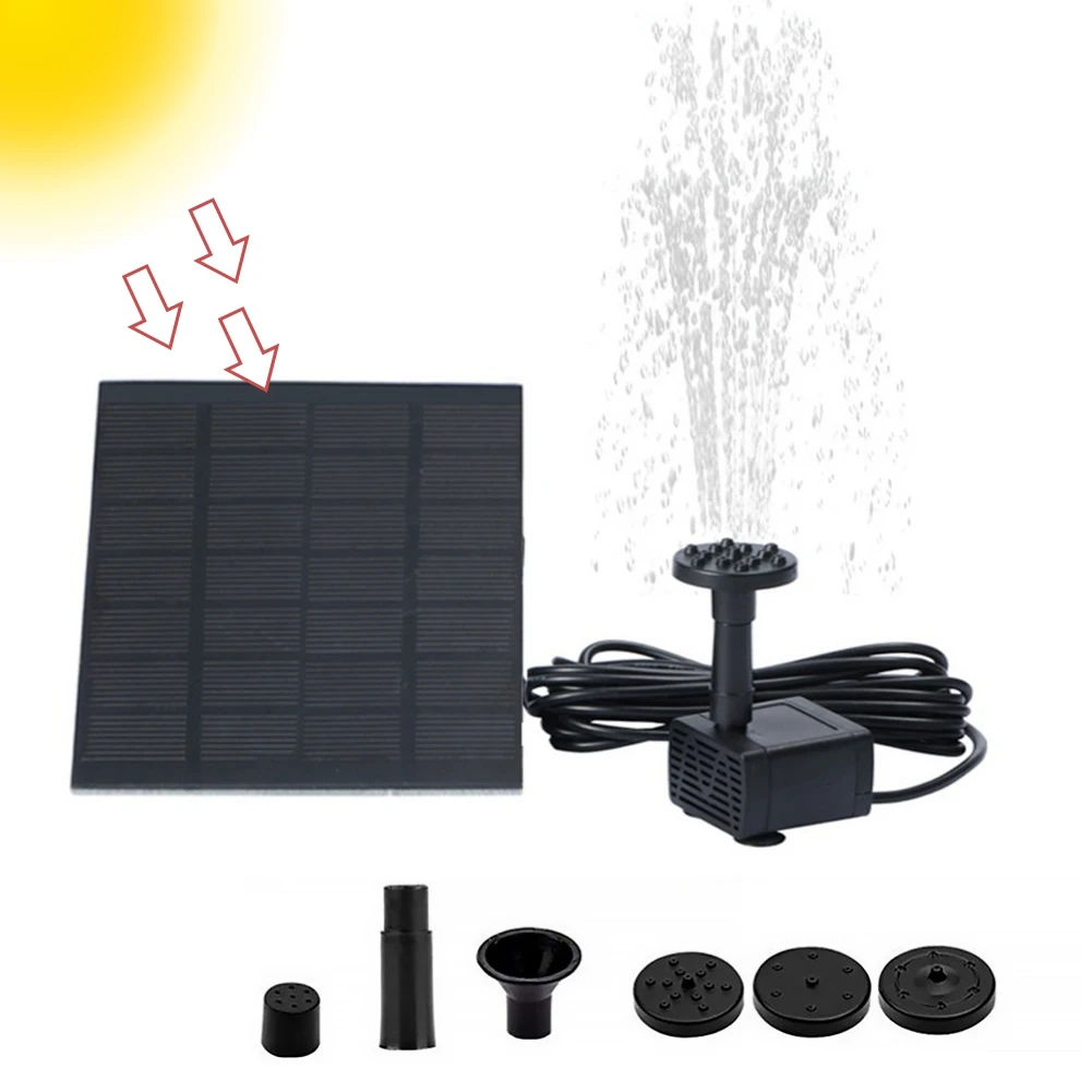 

Solar Hydroponics Submersible Pump Easy Installation with 6 Nozzles Pond Fountain Water Pump Decorative Props for Outdoor Garden