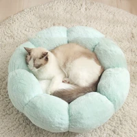 cozy pet cat bed round flower shape dog kennel winter warm sleeping cushion mats accessories