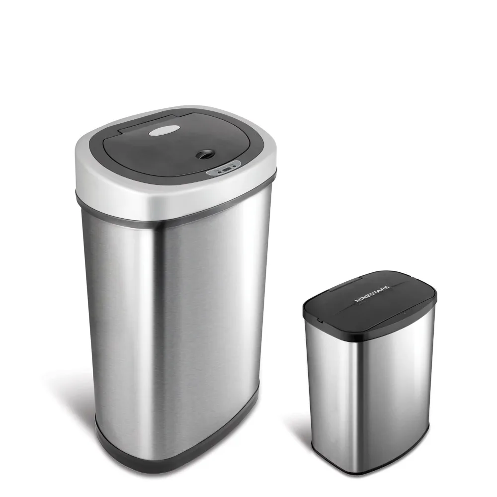 

13.2 Gal Motion Sensor Trash Can Combo Wastebasket Fingerprint-Resistant Stainless Steel Freight Free Kitchen Accessories Tools