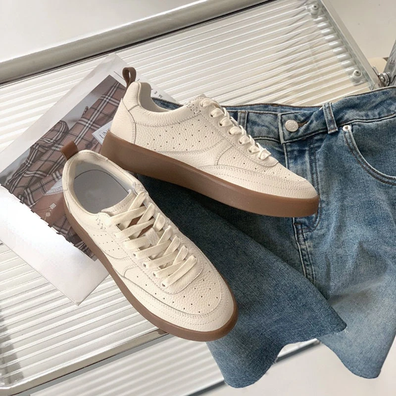 

Женские кроссовки из воловьей кожи, с круглым носком, на шнуровке