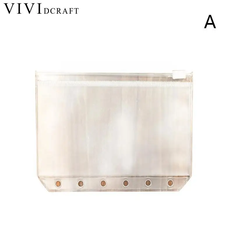 

Vividcraft Standard Transparent Pvc Clip File Zipper Bag 6 Holes Pocker A5 A6 A7 Collection File Bag Plastic Pouches For Ki V7p3