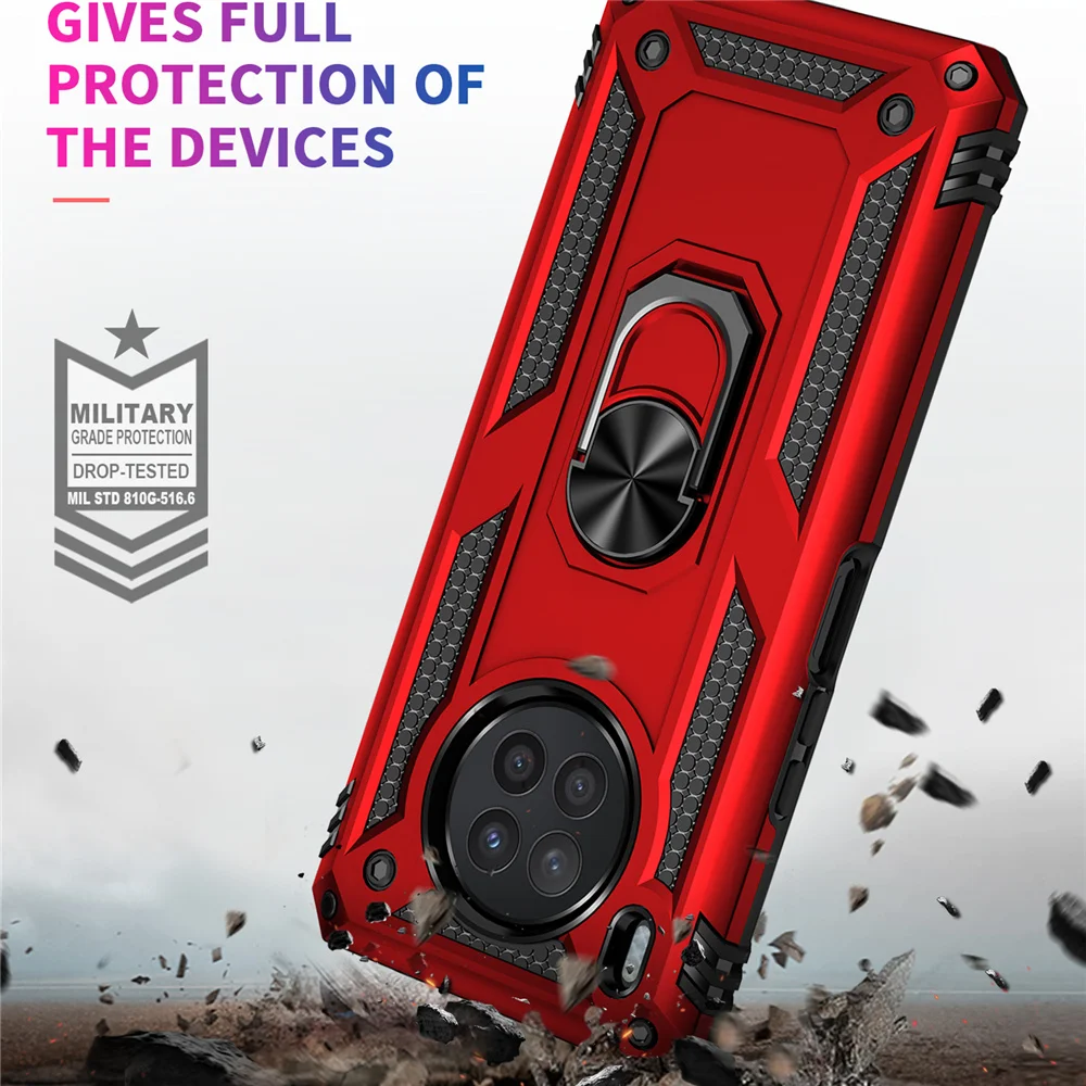 

For Honor 50 Lite Shockproof Armor Case for Honor 50 Lite PC + Silicone Ring Stand Phone Cover for Huawei Y7A Y9A Nova 8i Y60