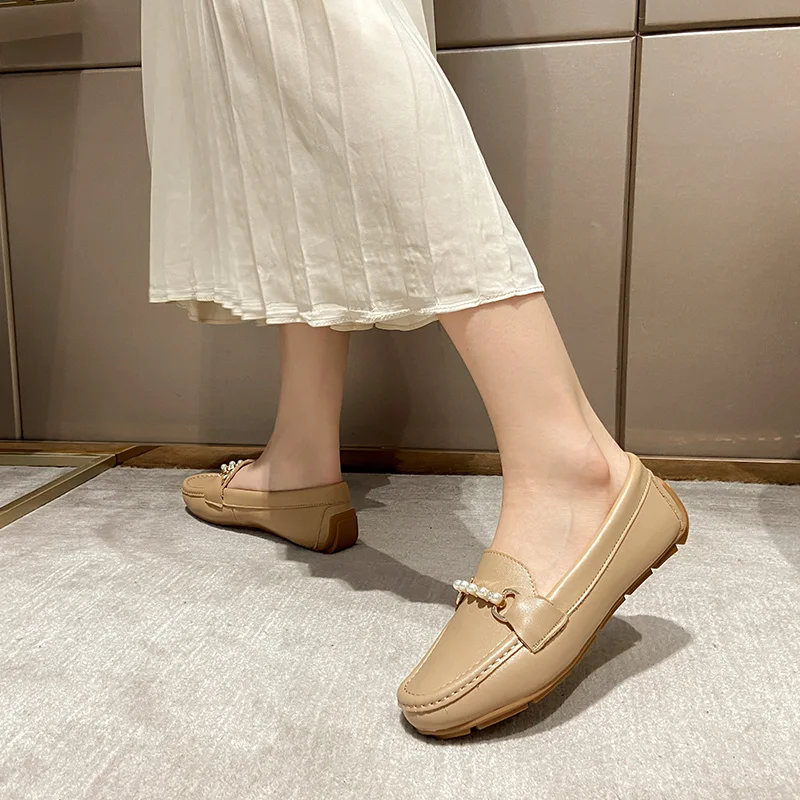 Ranbetty Women's Cow Leather Casual Penny Loafers Ladies Moccasins Soft Casual Walking Driving Comfort Slip-On Fashion Boat Shoe